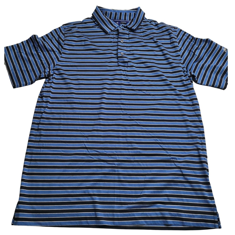 Footjoy‎ 1857 Blue Stripe Shady Oaks Polo Men's Size Medium Short Sleeve